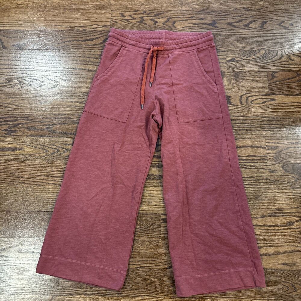 Sundry Wide Leg Cropped Sweat Pants Maroon Size Small - Picture 2 of 7